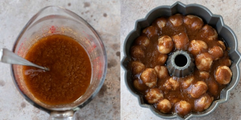 Monkey bread with brown sugar and butter on it