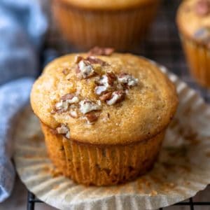 Yogurt muffin in a parchment paper liner