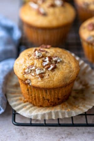 Yogurt muffin in a parchment paper liner