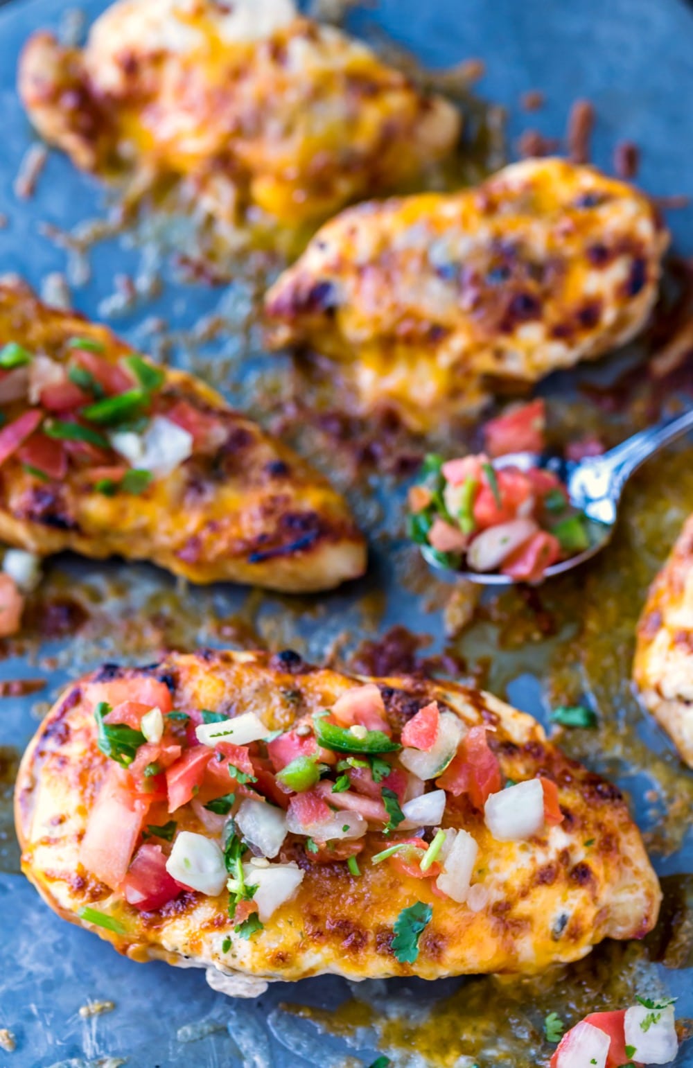 Fiesta Lime Chicken on a silver baking sheet