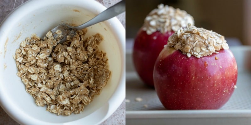 Apple filled with oatmeal filling