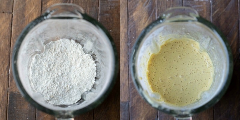 Oatmeal pancake batter in a blender