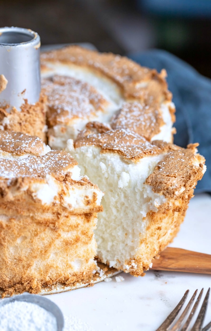 Angel food cake in a tube pan