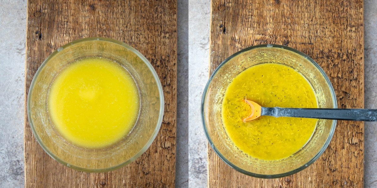 melted butter in a glass dish