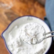 Sifter with cake flour on it