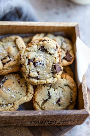 Stack of Salted Chocolate Chip Cookies