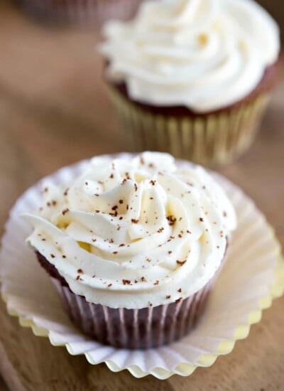 Whipped Buttercream Frosting on top of a cupcake.