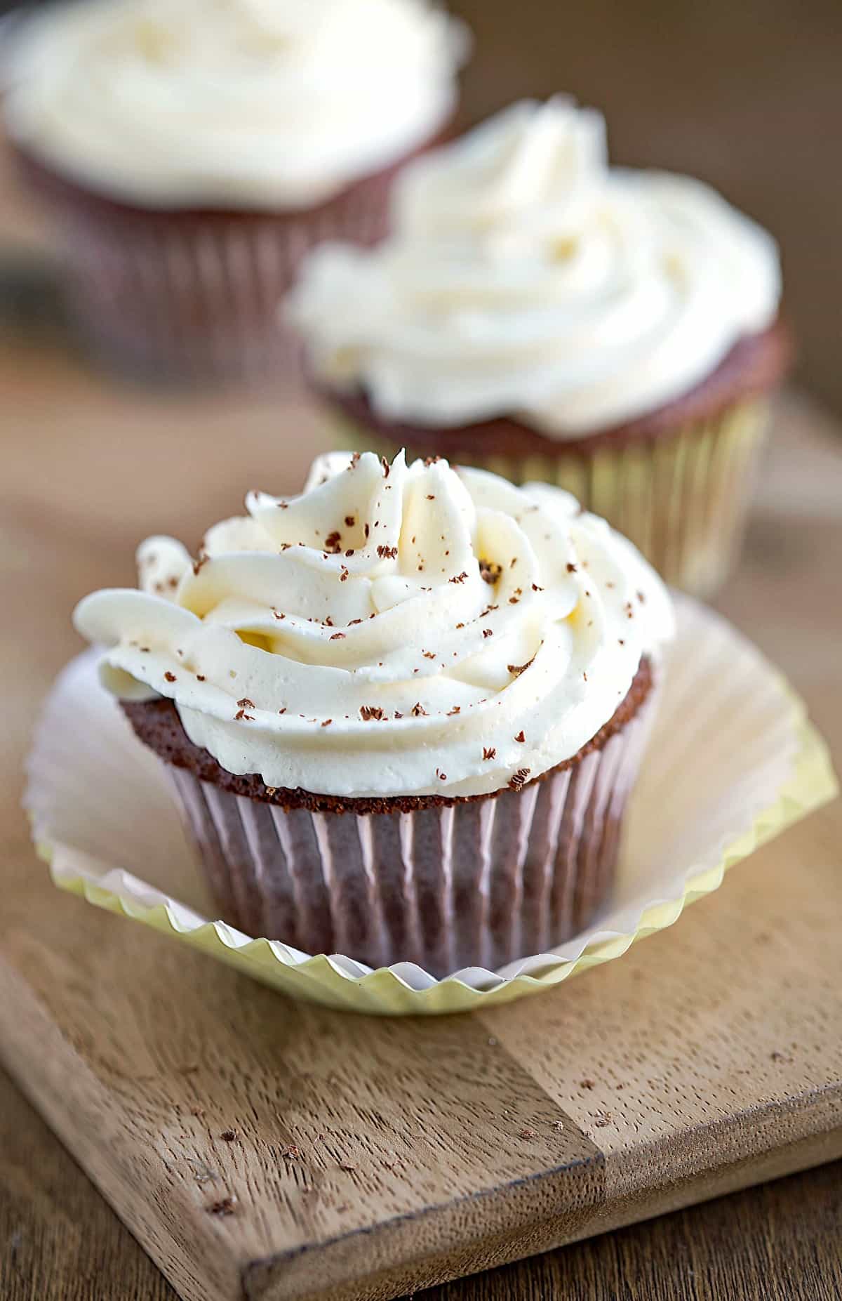 Whipped Buttercream Frosting on a cupcake