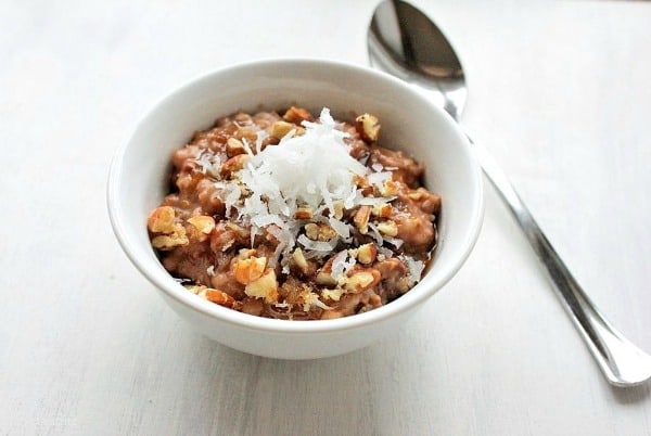 {Overnight} Crockpot German Chocolate Oatmeal 