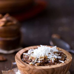 Overnight Crock Pot German Chocolate Oatmeal