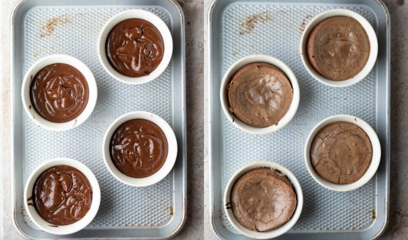 Baked and unbaked molten chocolate cakes