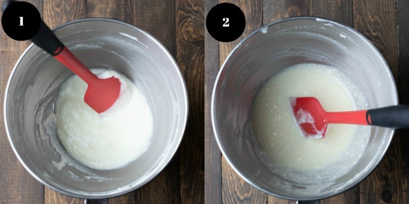 Butter and yogurt in a silver mixing bowl
