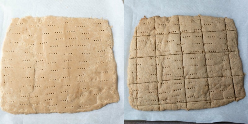 Graham cracker cookie dough on parchment paper
