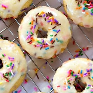 Baked Funfetti Donuts {from scratch} | https://www.ihearteating.com | #donuts #doughnuts #breakfast #recipe