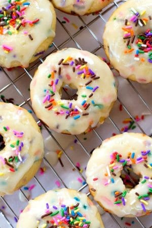 Baked Funfetti Donuts {from scratch} | https://www.ihearteating.com | #donuts #doughnuts #breakfast #recipe