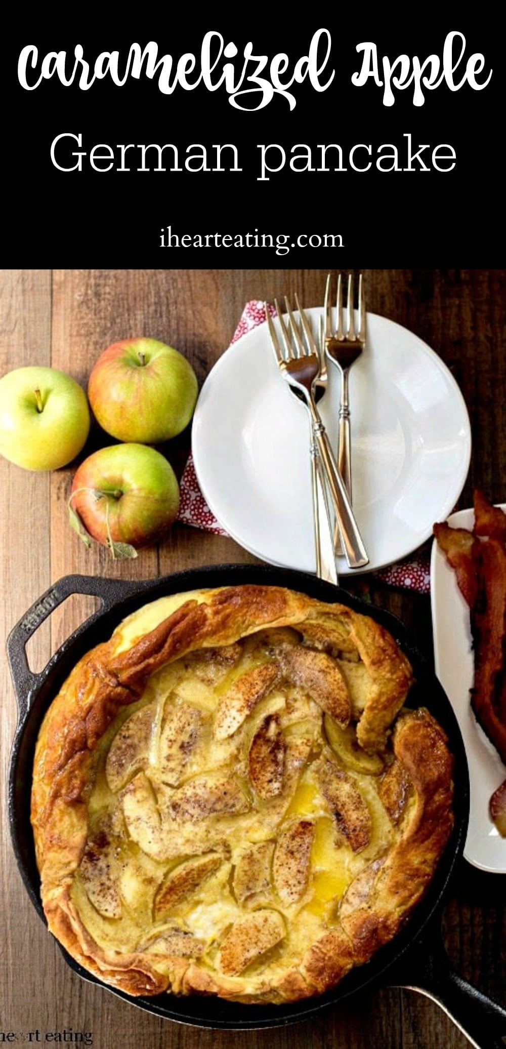 Light and airy Caramelized Apple German Pancakes are a delicious twist on the usual puff pancake or Dutch baby recipe! Easy to make and sure to please!
#breakfast #pancake #Dutchbaby #puffpancake #Germanpancake #recipe #best #apple