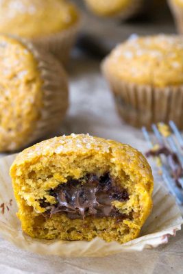 Nutella-Filled Pumpkin Spice Muffins