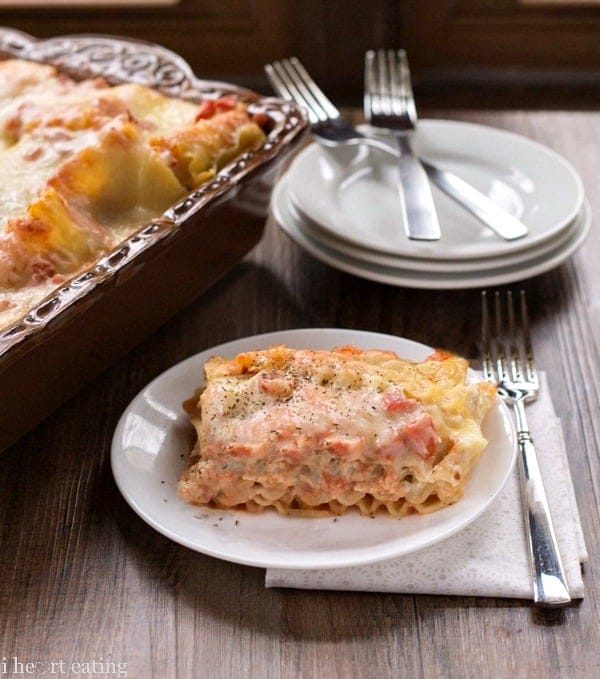 creamy tomato-basil chicken lasagna