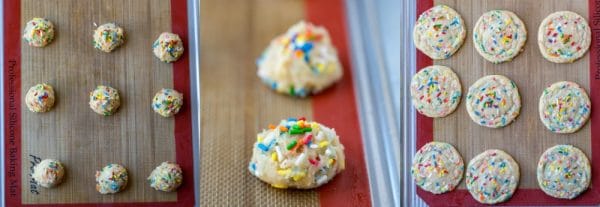 funfetti cookie dough on a cookie sheet