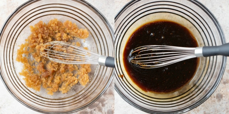 Butter and oil in a glass mixing bowl