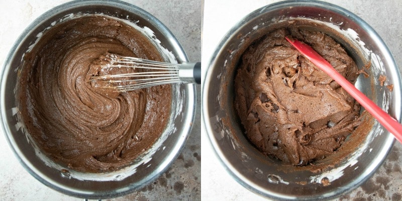 Hot chocolate cookie dough in a saucepan
