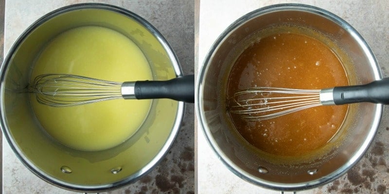 Melted butter in a saucepan