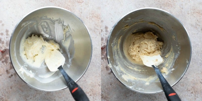 Butter in a silver mixing bowl