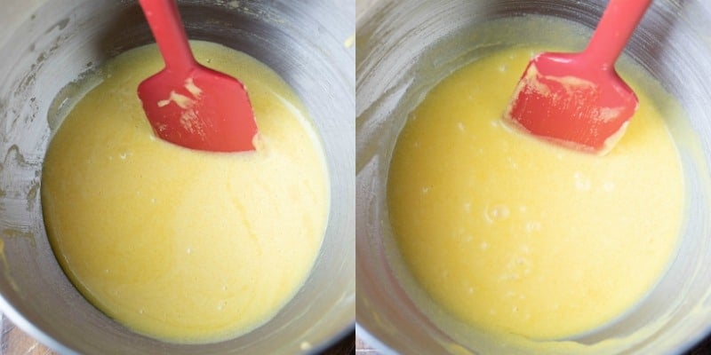 Lemon cookie batter in a silver mixing bowl