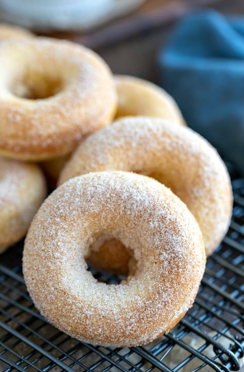 Stack of Cinnamon Sugar Baked Donuts