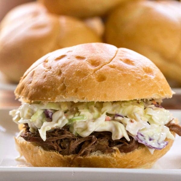 Slow Cooker Beef Sandwiches with Horseradish Coleslaw