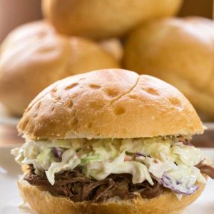 Slow Cooker Beef Sandwiches with Horseradish Coleslaw