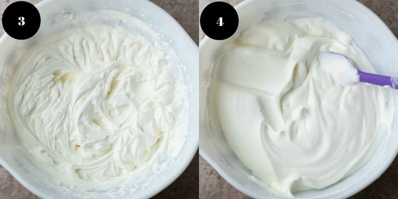 Whipped cream in a mixing bowl