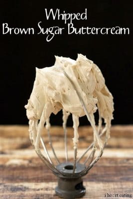 Whipped Brown Sugar Buttercream Frosting Whipped Brown Sugar Buttercream on a beater