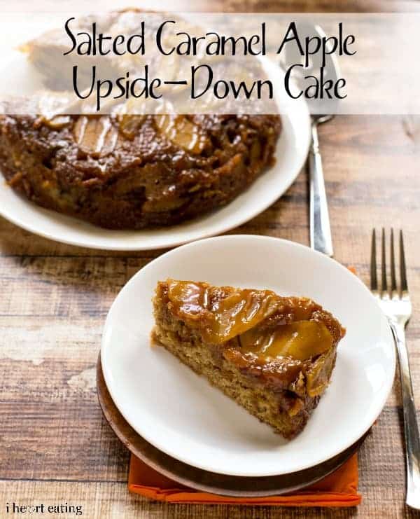 salted caramel apple upside-down cake