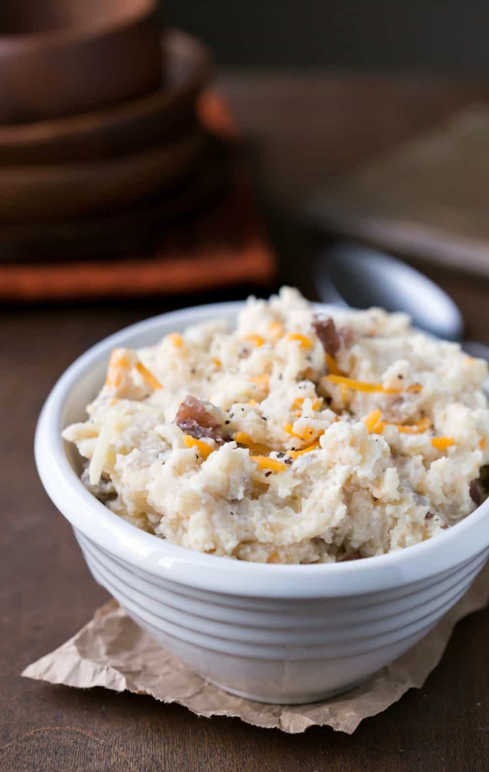slow cooker three cheese smashed potatoes