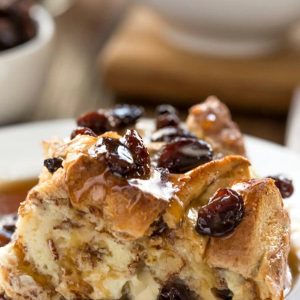 Cinnamon Swirl Bread Pudding with Maple Butter Rum Raisin Sauce