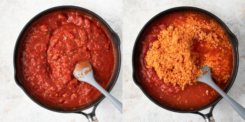 Red lentils in tomato sauce 