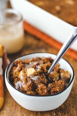 White dish of steamed carrot pudding