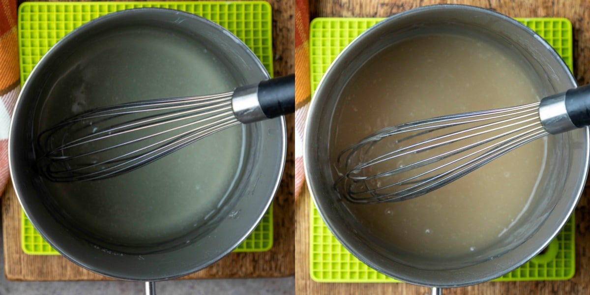 vanilla sauce for carrot pudding in a silver saucepan