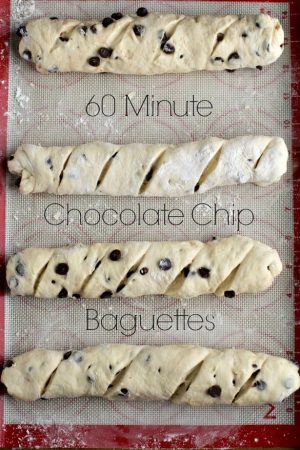 60 Minute Chocolate Chip Baguettes