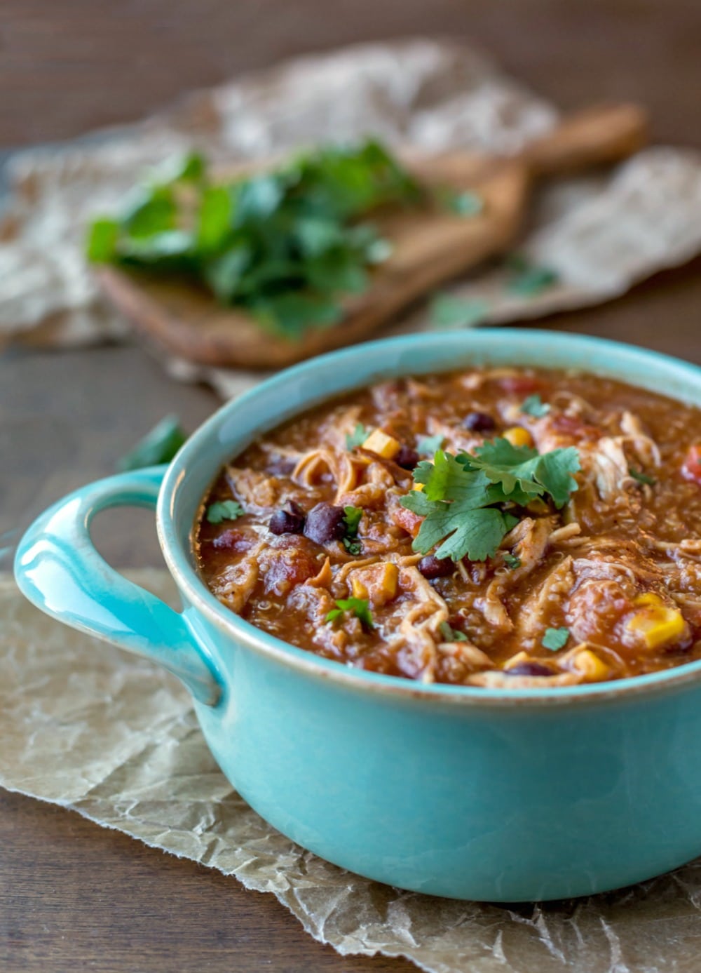 Slow Cooker Barbecue Chicken Quinoa Chili