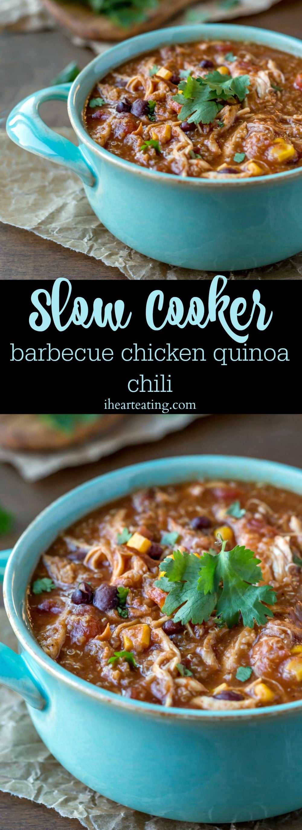 Slow Cooker Barbecue Chicken Quinoa Chili is an easy, healthy crock pot dinner. With just a few minutes of prep, you can enjoy this good-for-you meal!