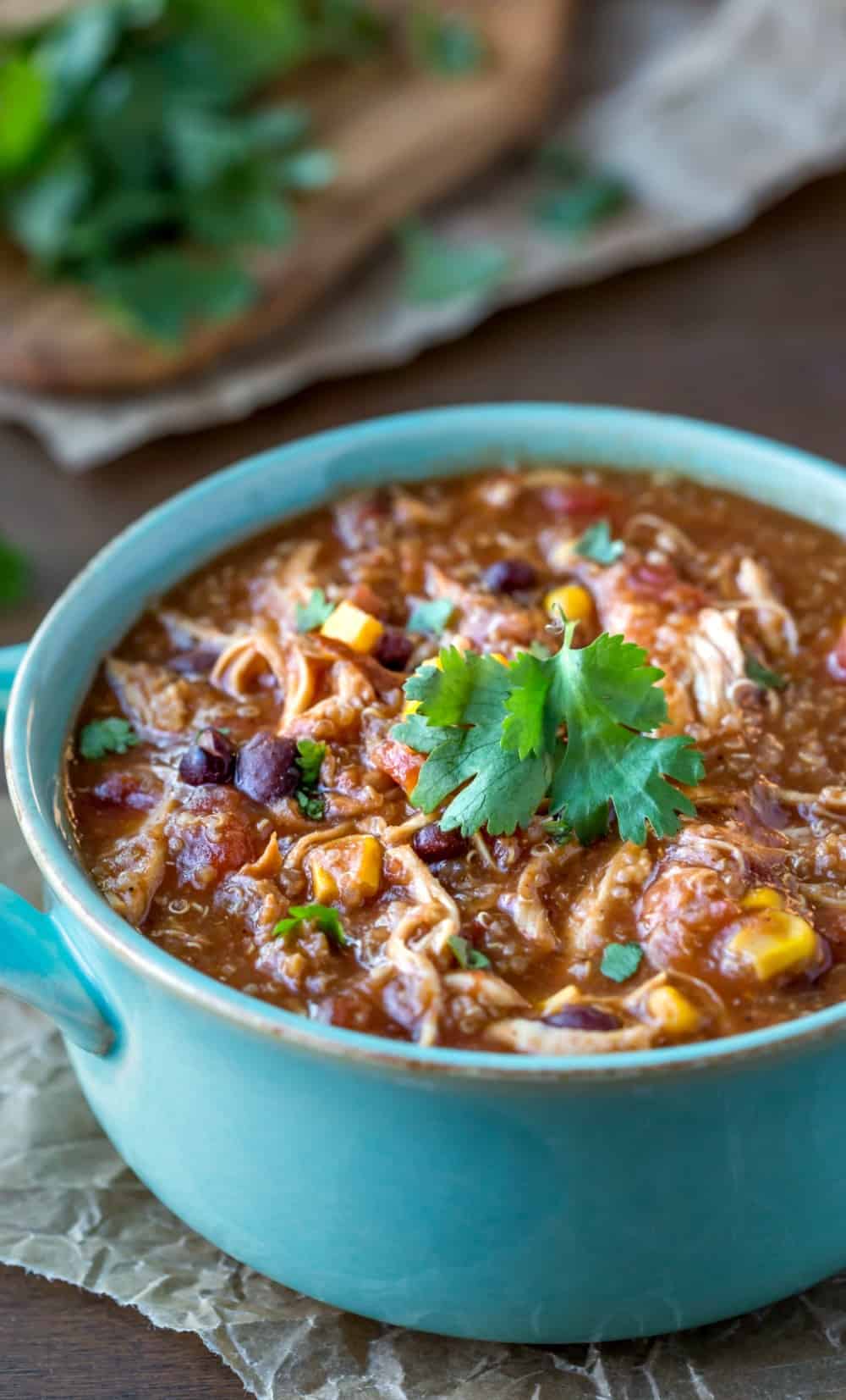 Slow Cooker Barbecue Chicken Quinoa Chili - i heart eating