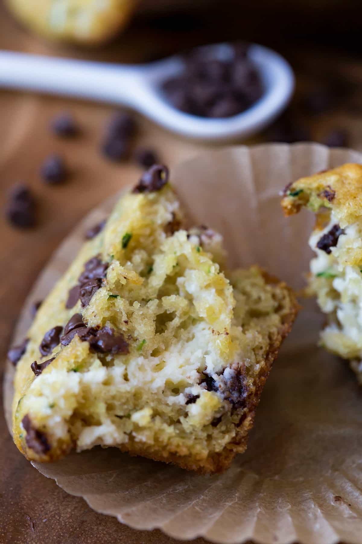 chocolate chip cheesecake zucchini muffins