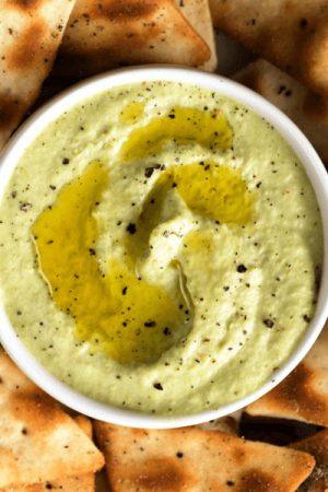 Roasted Garlic Edamame Hummus