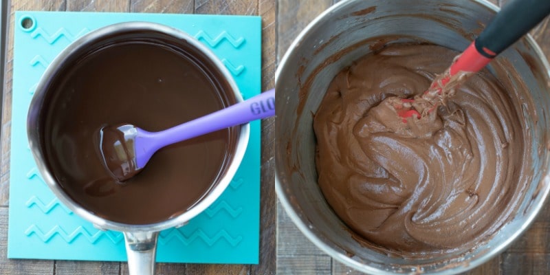 melted chocolate in a silver saucepan