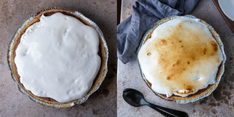 S'mores pie next to two black spoons