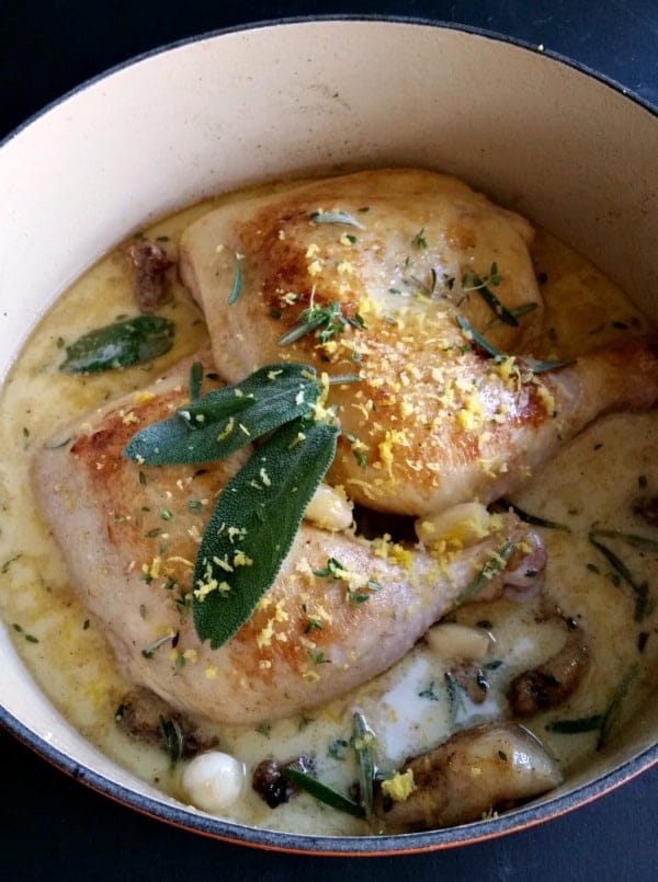 Roast Chicken in Milk with fresh sage