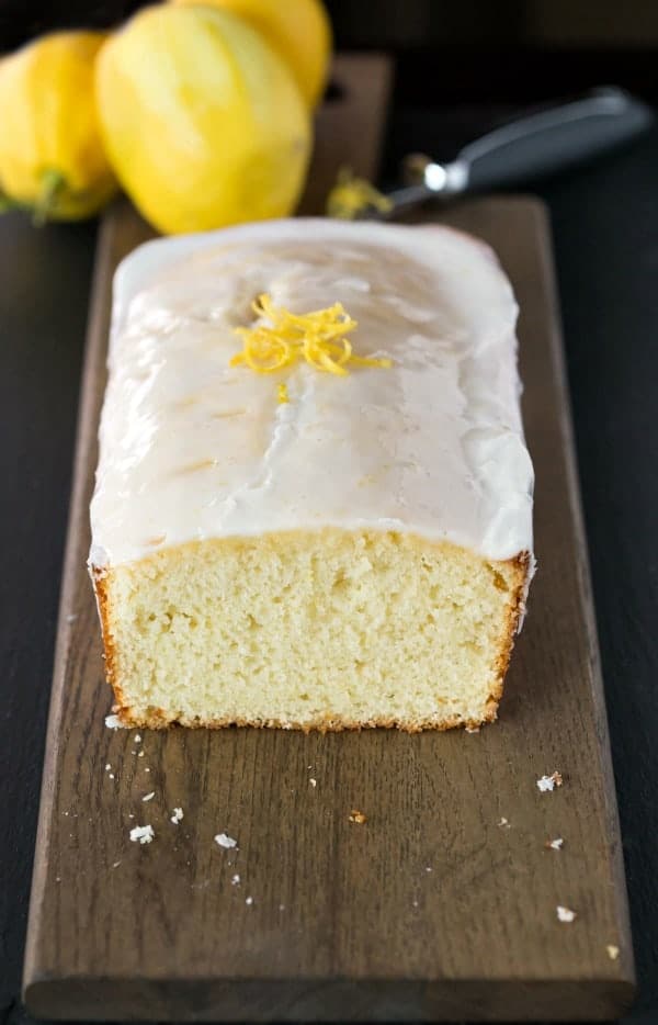 Iced Lemon Loaf with the end cut off 