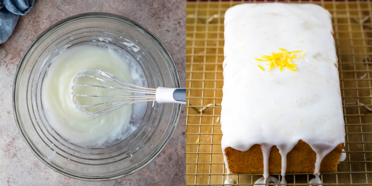Icing in a glass mixing bowl